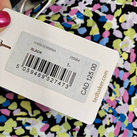 TED BAKER Normma abstract print stretch woven 3/4 sleeve Top - Picture 10 of 11